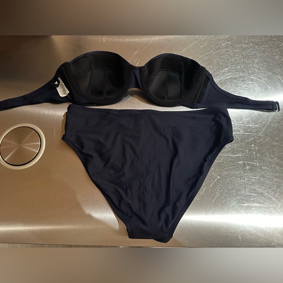 Classic J Crew Strapless Bikini Set, Navy Blue - Picture 2 of 5